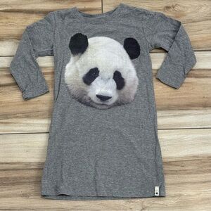 Gray Panda Print Kids Casual Dress